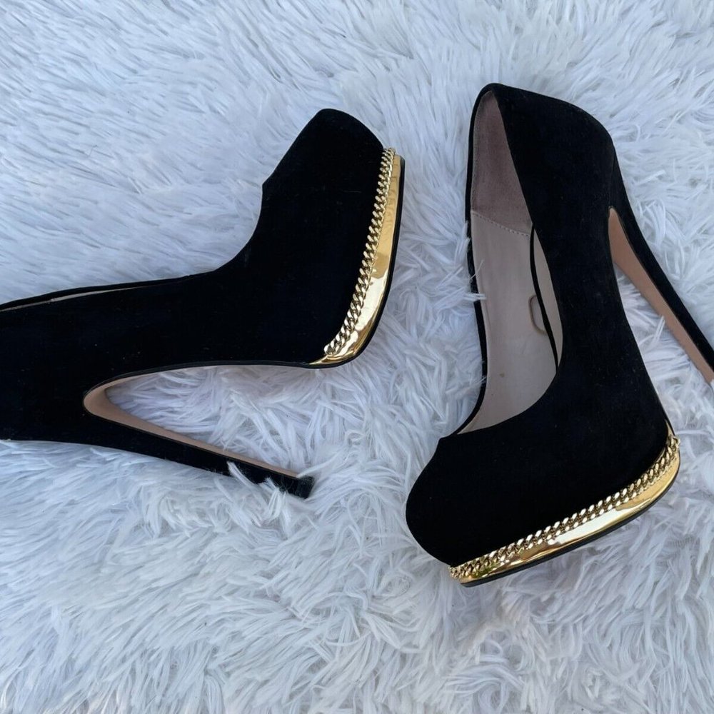 Zara Woman Heel Black Suede Pump Sandal Shoes CRUISE 13 Size 36 5.5US